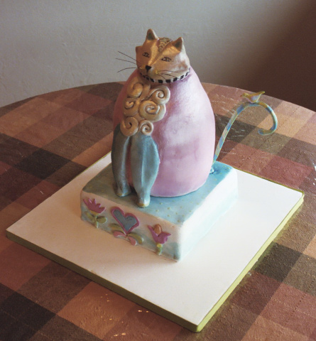 folk art cat cake