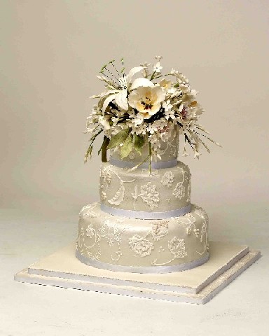 Rolled fondant wedding cake
