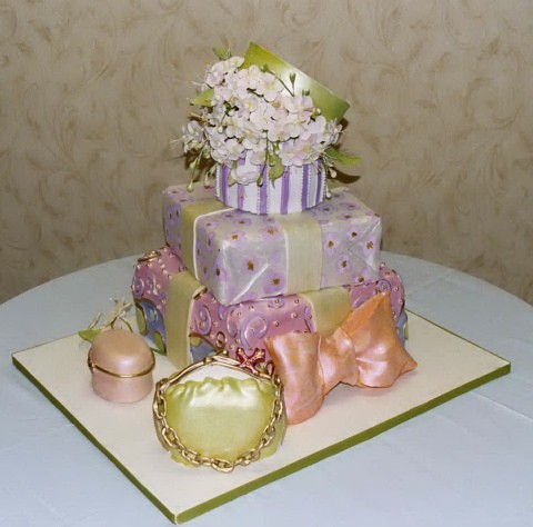Stacked gift boxes wedding cake